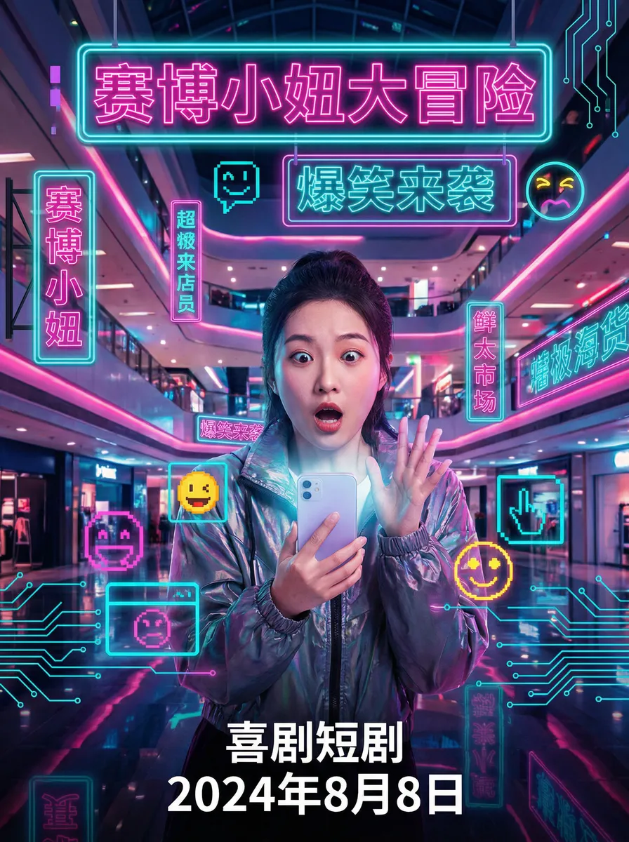 反差小说 搞笑喜剧短剧 - 赛博小妞大冒险海报